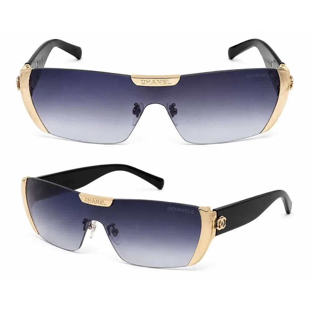 CHANEL | Accessories | Chanel Shield Sunglasses Black Gold  display picture 1
